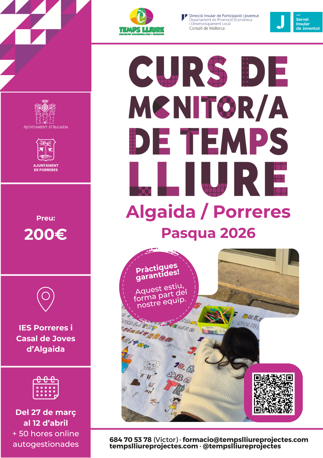 Curso de Monitor/a de Tiempo Libre - ALGAIDA y PORRERES (PASCUA 2026)