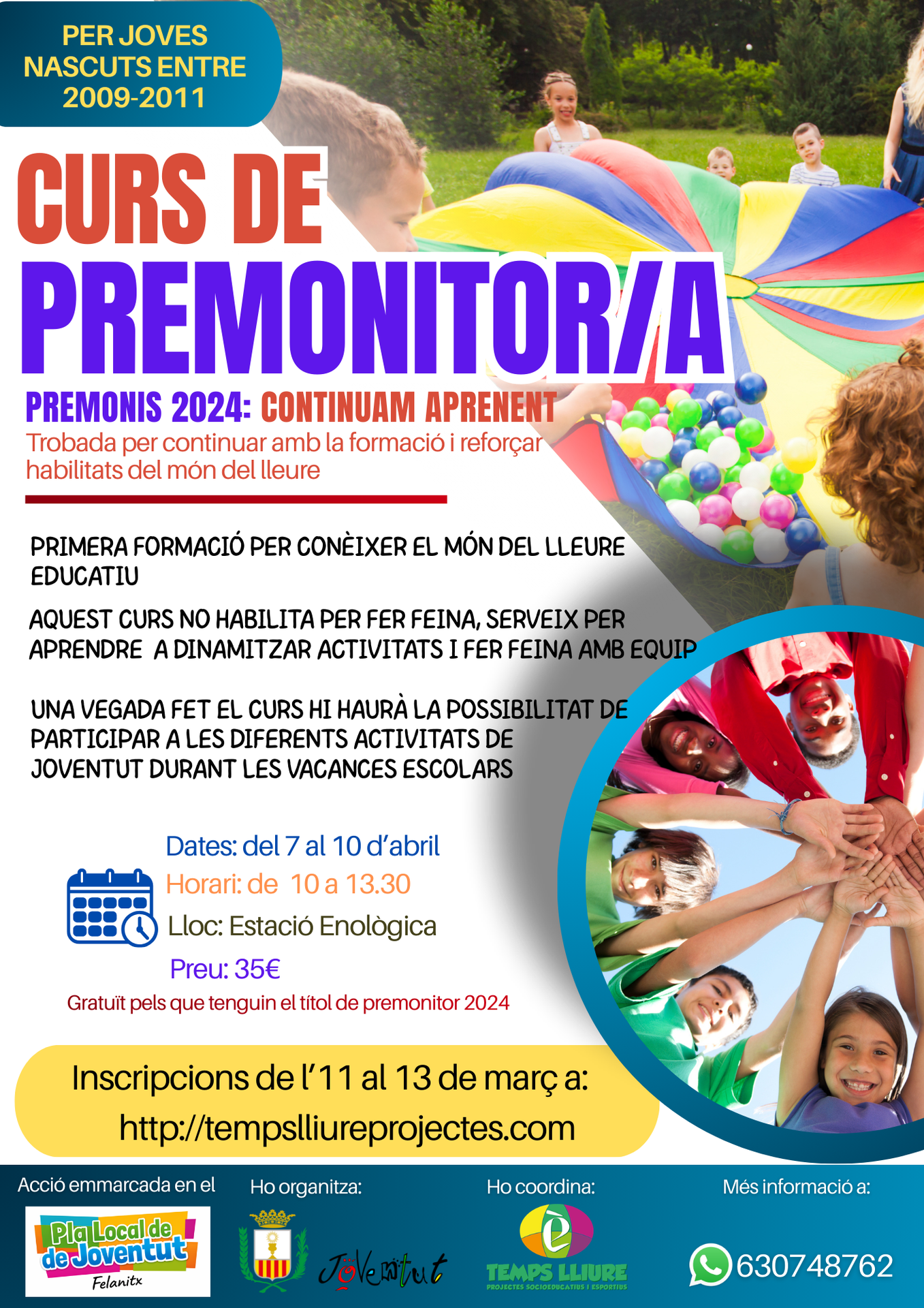 Curs de Premonitor/a de Temps Lliure - FELANITX (PASQUA 2026)