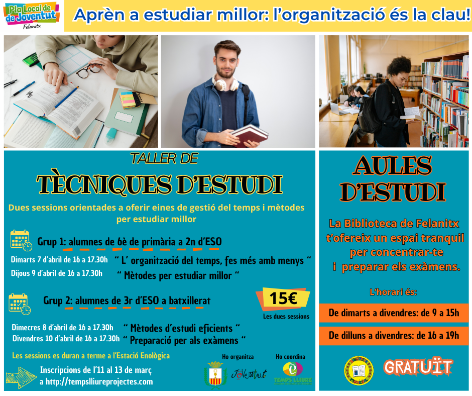 Taller de Tècniques d'estudi - FELANITX (PASQUA 2026)