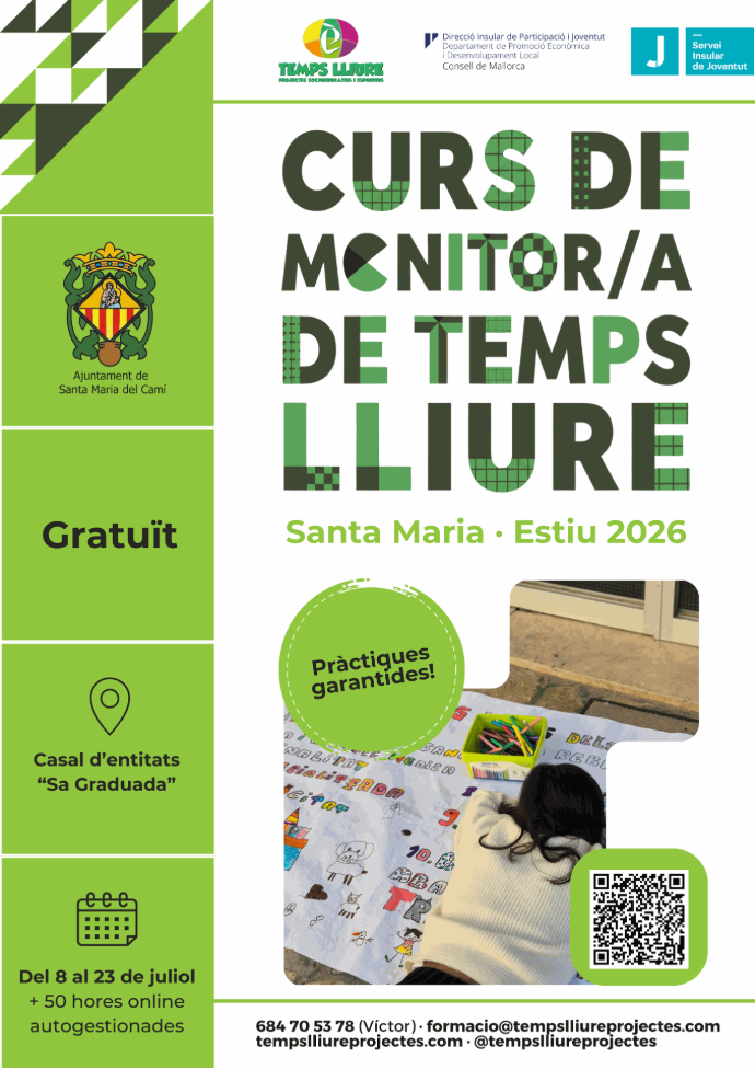 Curs de Monitor/a de Temps Lliure - SANTA MARIA (ESTIU 2026)