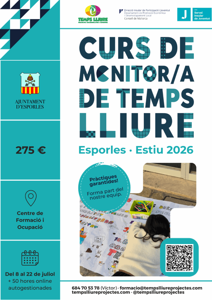 Curs de Monitor/a de Temps Lliure - ESPORLES (ESTIU 2026)